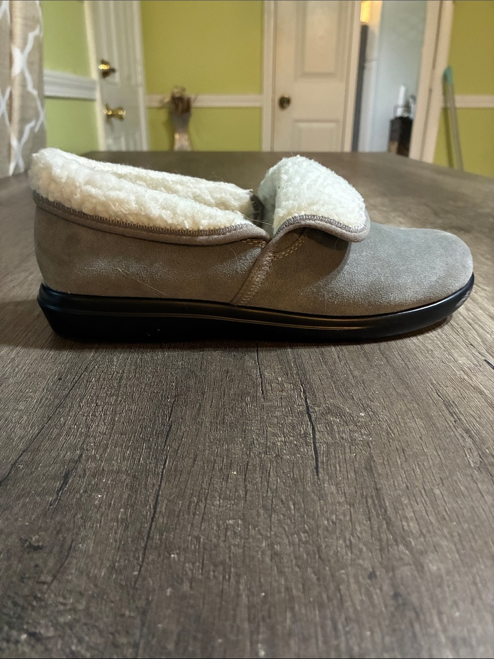 Propet Women’s Colbie Gray Suede Shearling-Lined Slip-On Bootie